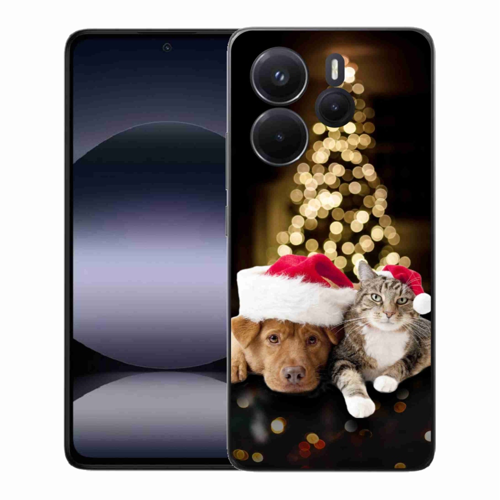 Gél borító mmCase a Xiaomi Redmi Note 14-hez - Karácsonyi kutya és macska