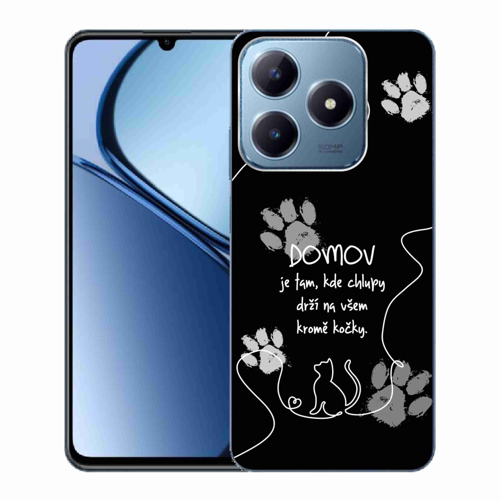 Gél borító mmCase a Realme C63 készülékhez - macska motívum fekete háttérrel