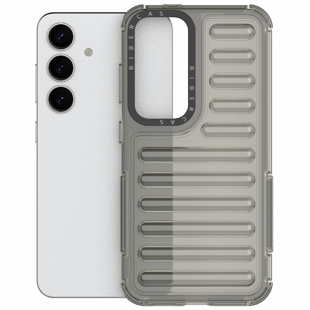 Csíkos tartós borító Samsung Galaxy S25 készülékhez - szürke