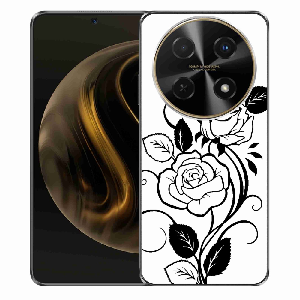 Gél borítás mmCase a Huawei Nova 12i készülékhez - fekete és fehér rózsa