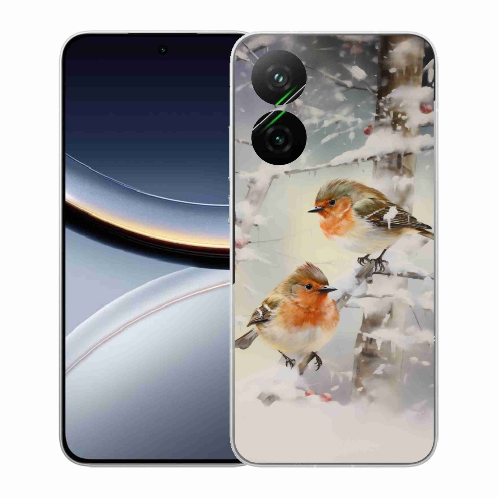 Gél borítás mmCase a Xiaomi Poco F7 5G számára - madarak télen