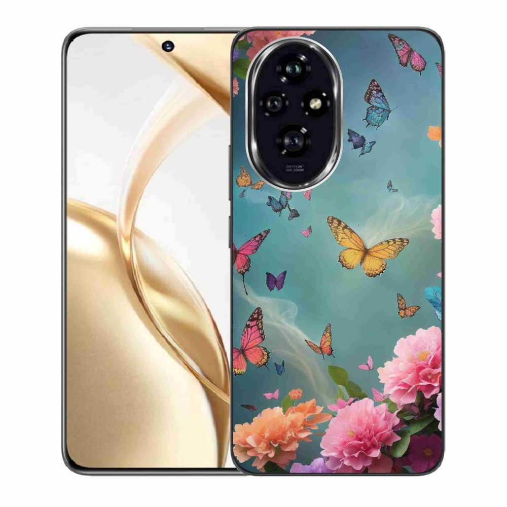 Gél borító mmCase a Honor 200 5G számára - színes virágok és pillangók