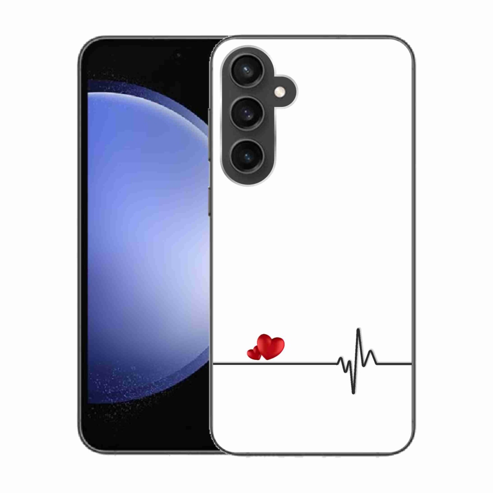 Gél borítás mmCase Samsung Galaxy S23 FE - szív és szívverés fehér háttérrel