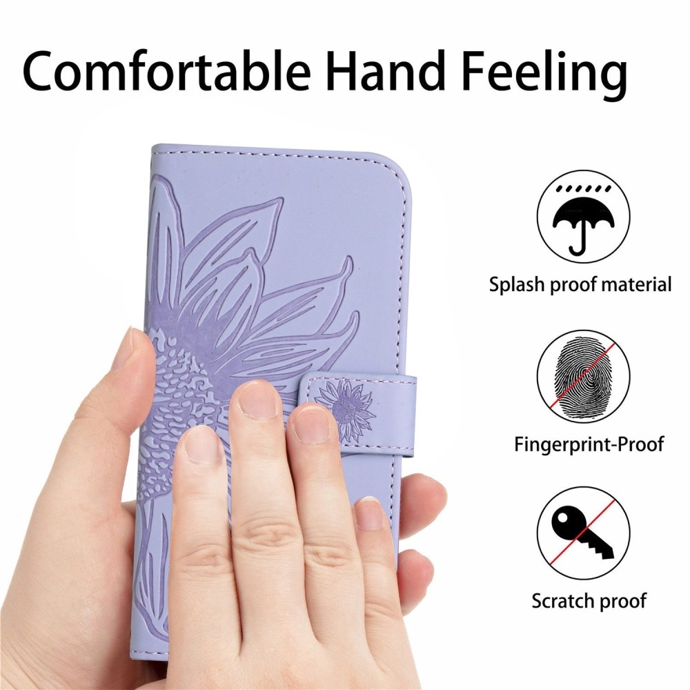 Napraforgó könyv tok a Vivo X80 Lite-hoz - világos lila