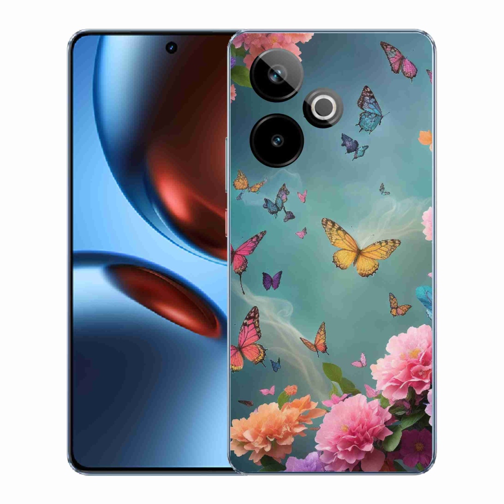 Rugalmas zselés tok mmCase képpel a Realme GT 7 5G/GT 7T 5G számára - színes virágok és pillangók