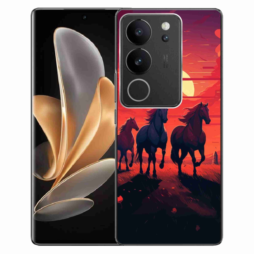 Gél borítás mmCase a Vivo V29 5G-n - lovak és naplemente
