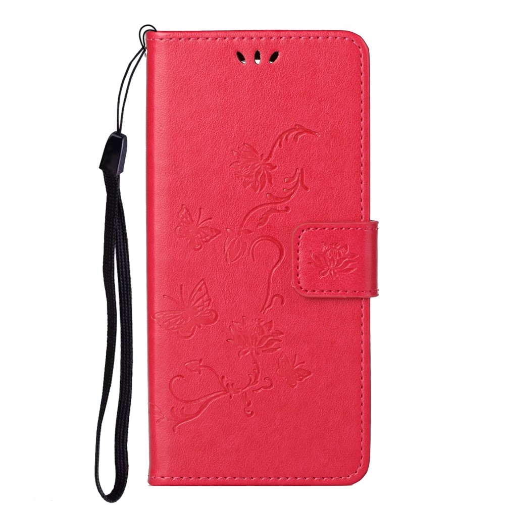 Virágos könyv tok Samsung Galaxy S24 Ultra készülékhez - piros