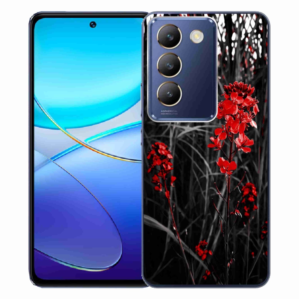 Gél borítás mmCase a Vivo V40 SE 4G/5G - piros növényen