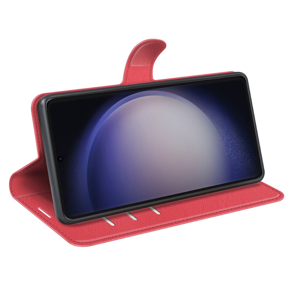 Litchi könyv tok Samsung Galaxy S24 Ultra készülékhez - piros