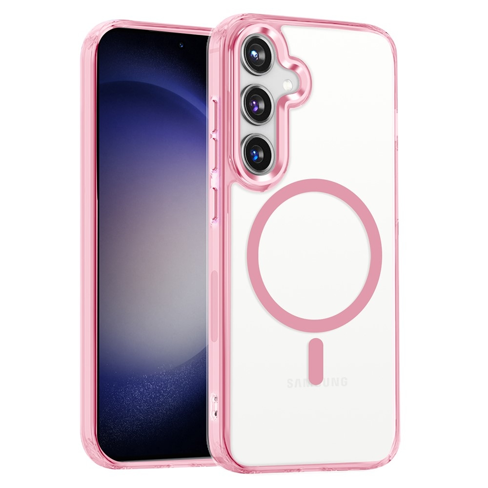 Átlátszó zselés tok kemény hátlappal és MagSafe funkcióval Samsung Galaxy S24 készülékre - rózsaszín