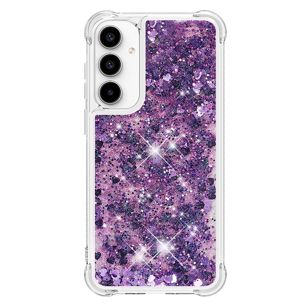 Glitter homokóra zselés tok Samsung Galaxy A56 5G - sötét lila/szív