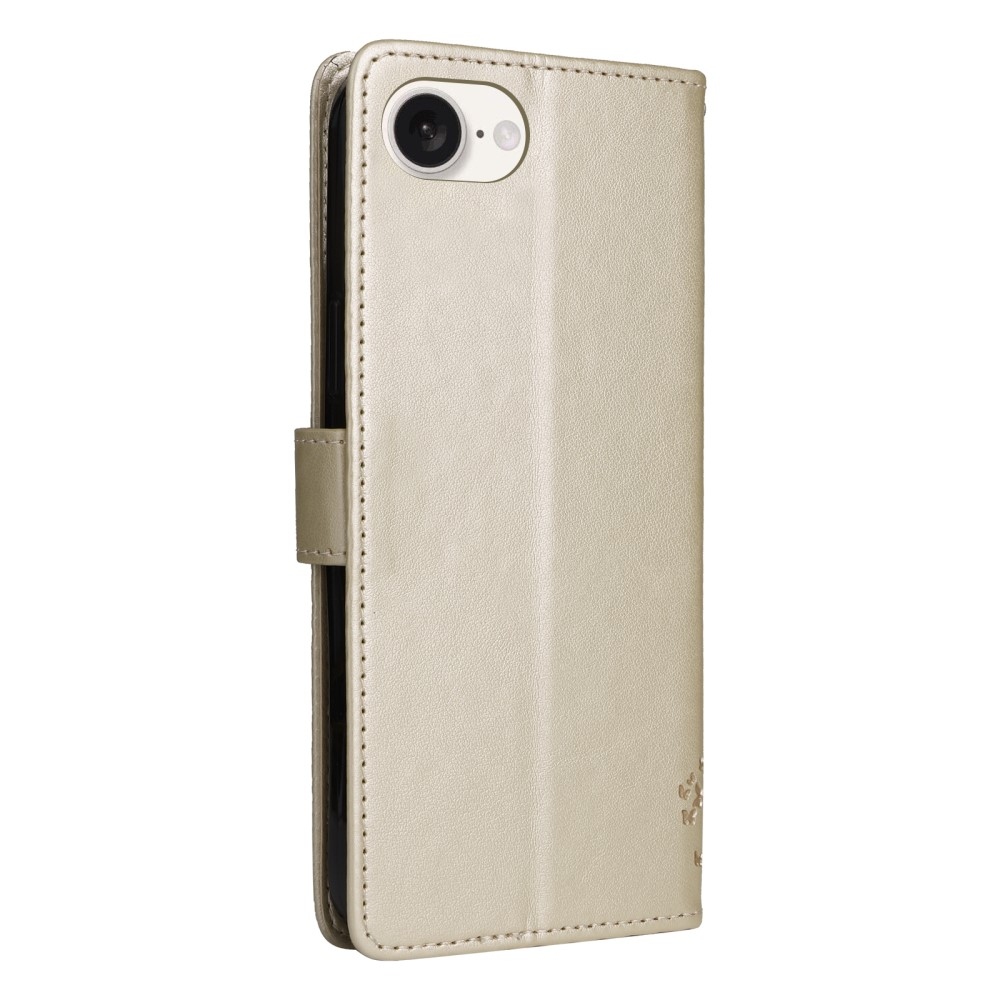 Fák könyvtáska iPhone 16e készülékhez - arany színben