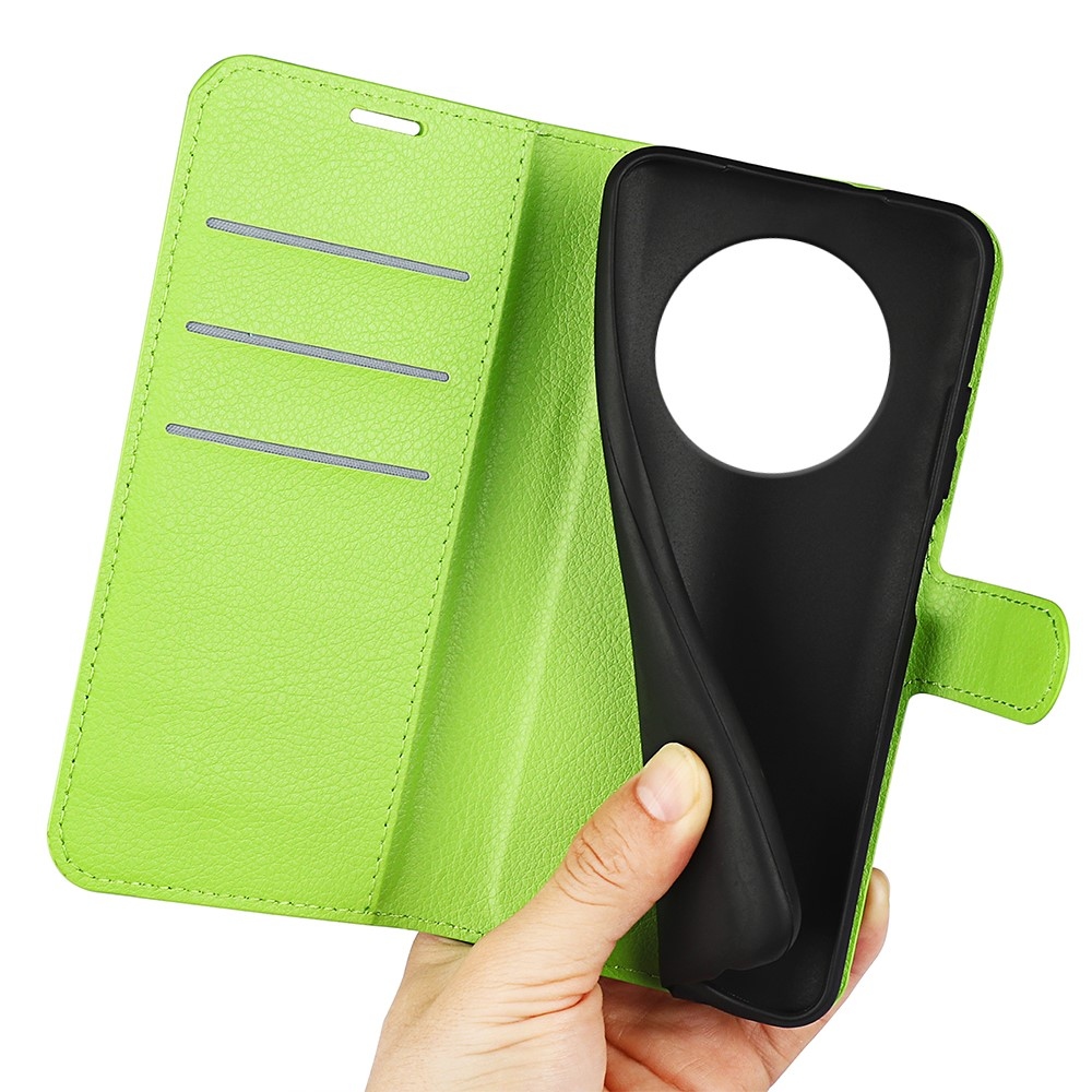 Litchi könyvtáska a Realme 14 Pro 5G készülékhez - zöld