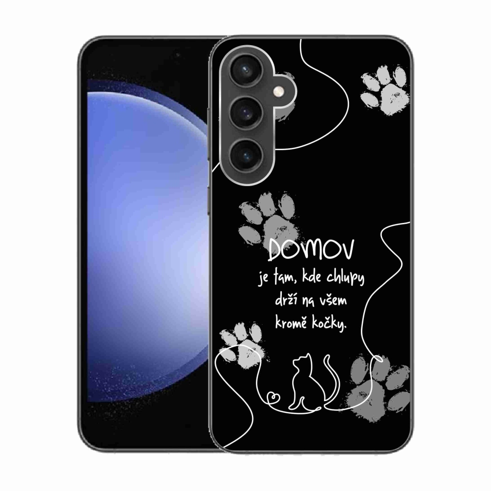 Gél borítás mmCase Samsung Galaxy S23 FE készülékhez - macska motívum fekete háttér