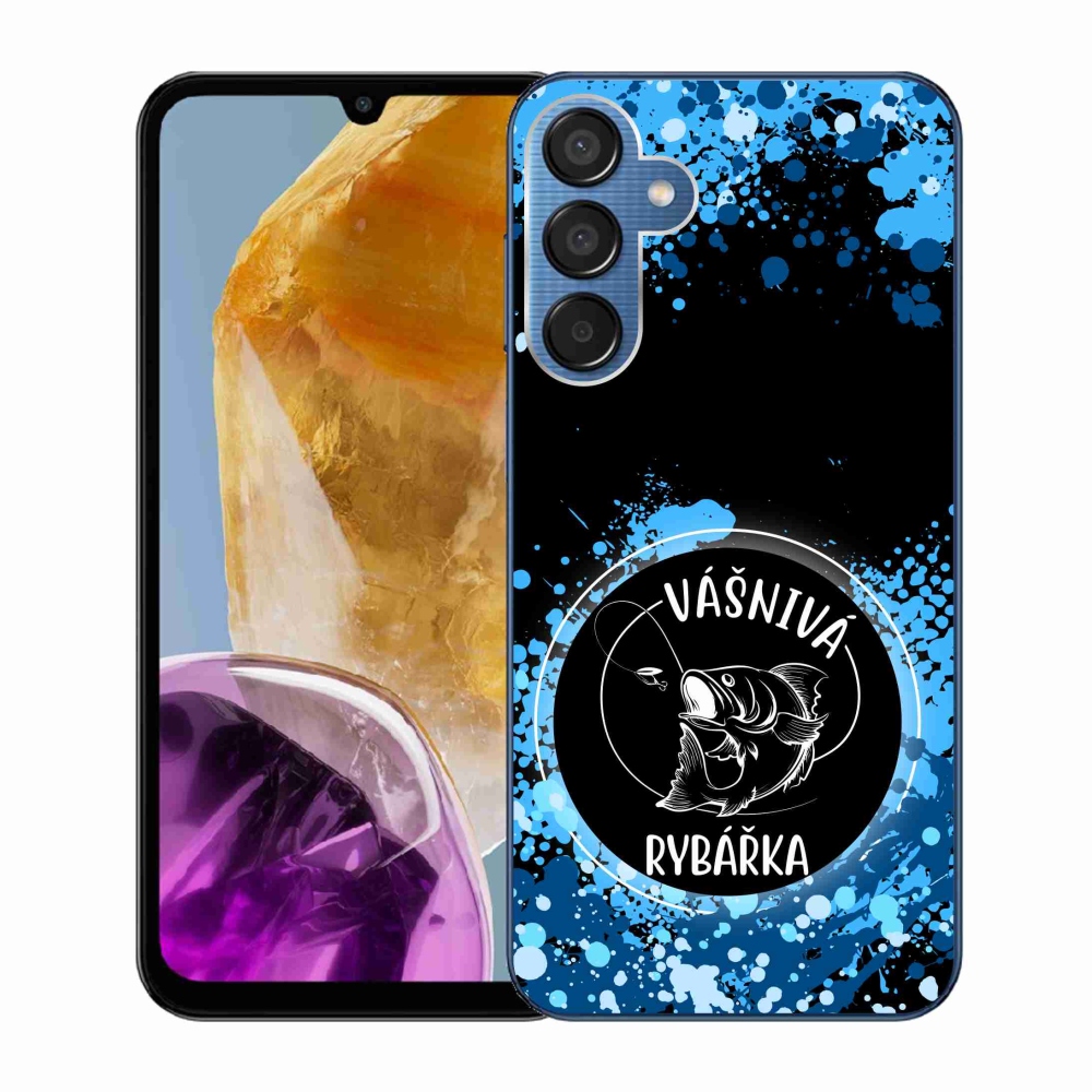 Gél borító mmCase Samsung Galaxy M15 5G - szenvedélyes halásznő fekete háttérrel