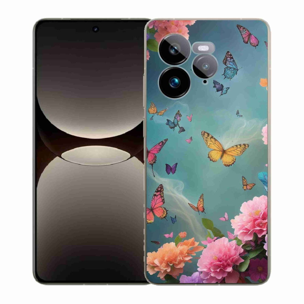 Gél borító mmCase a Realme GT 7 Pro 5G készülékhez - színes virágok és pillangók