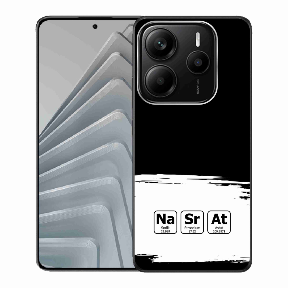 Gél borító mmCase a Xiaomi Redmi Note 14 5G számára - kémiai elemek fehér és fekete háttérrel