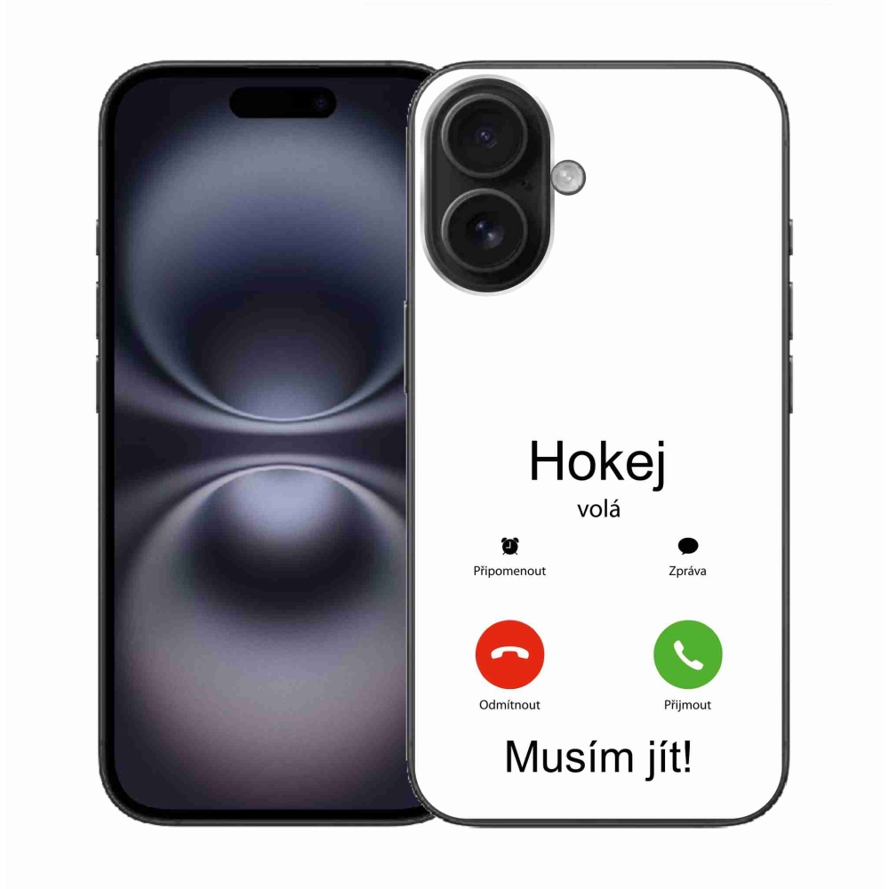 Gél borítás mmCase iPhone 16 készülékhez - hokihívások fehér háttérrel
