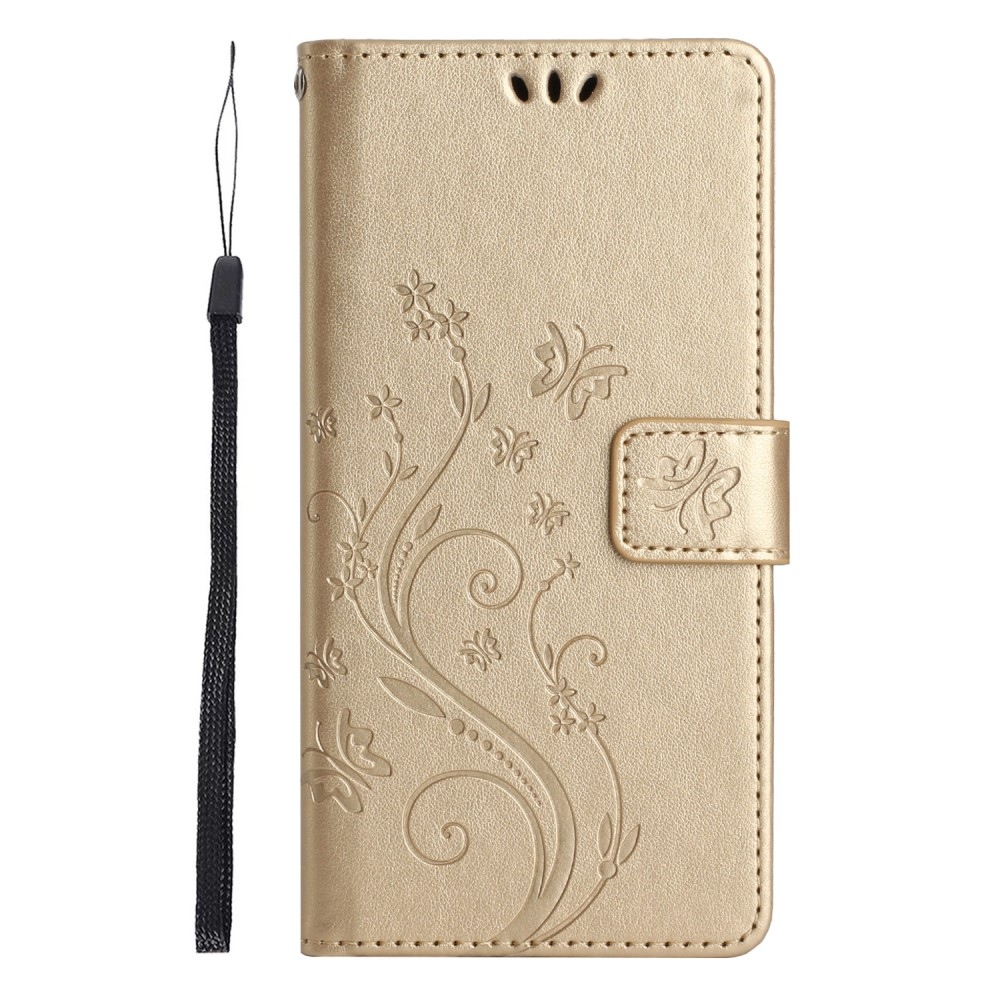 Virágok könyv tok Xiaomi Redmi 14C/Poco C75-hez - arany színben