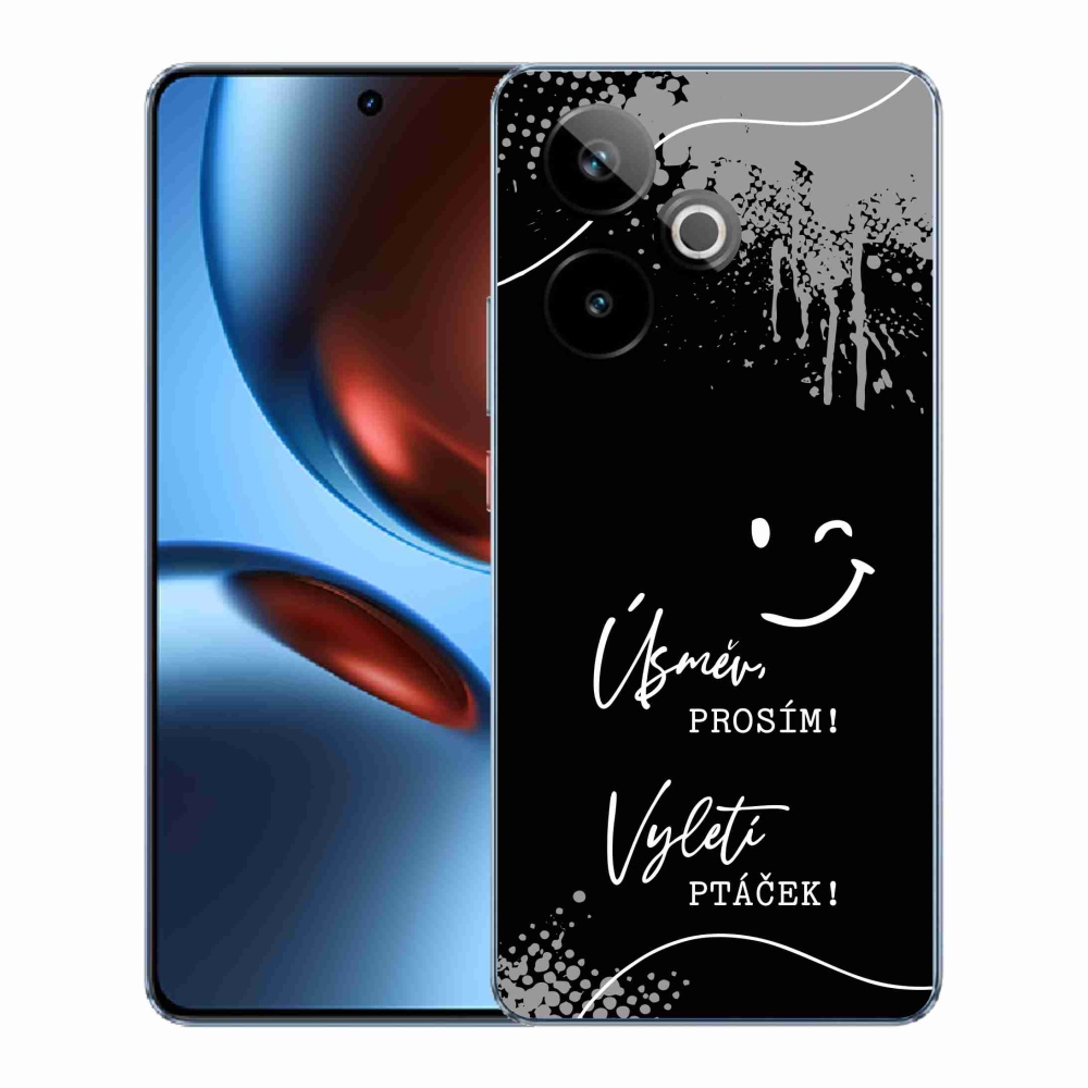 Rugalmas gél tok mmCase képzeletbeli Realme GT 7 5G/GT 7T 5G - vicces szöveg 4 fekete háttérrel