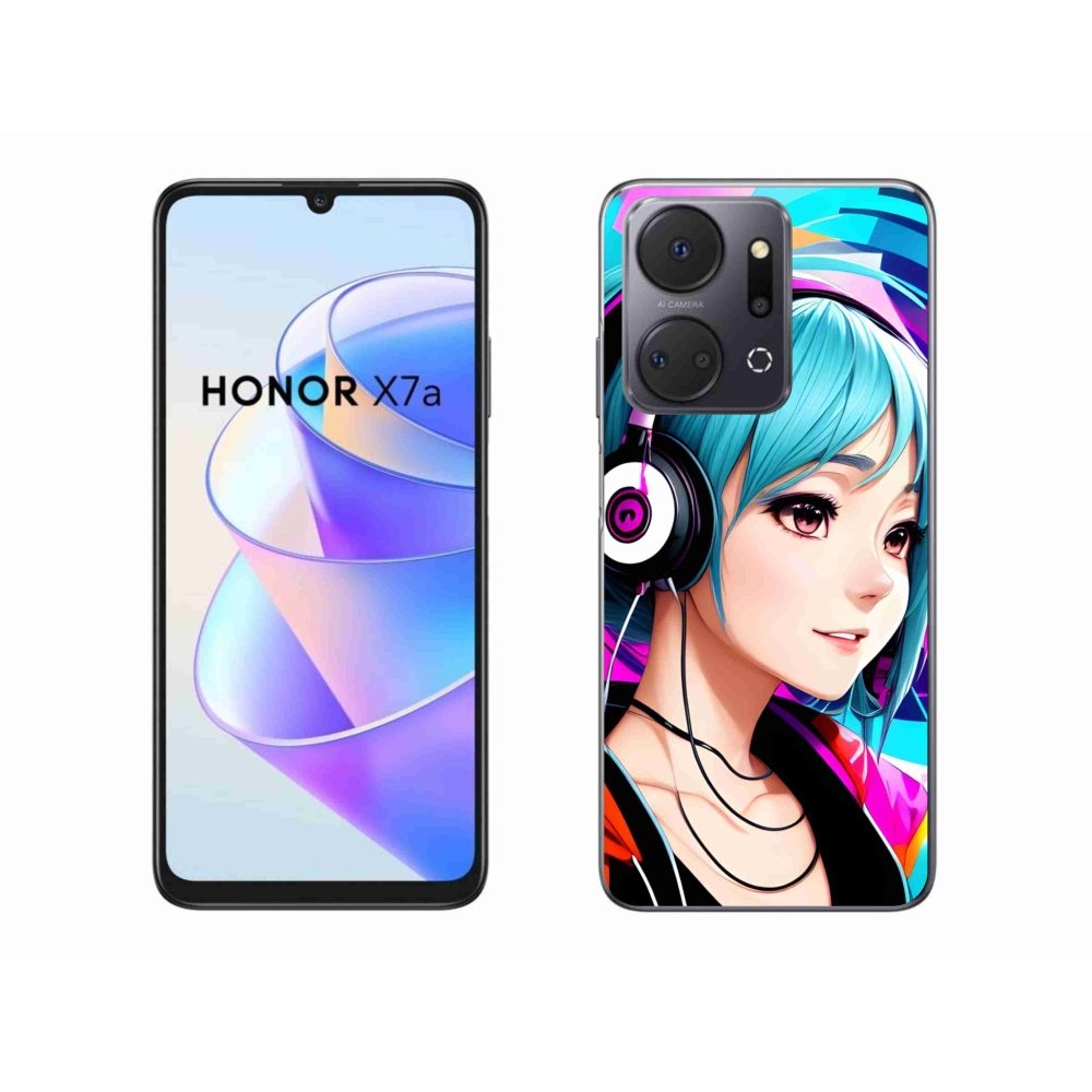 Gél borító mmCase a Honor X7a számára - lány fejhallgatóval