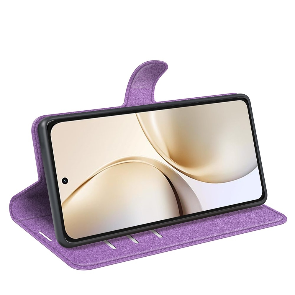 Litchi könyvtáska a Realme 14 Pro+ 5G készülékhez - lila