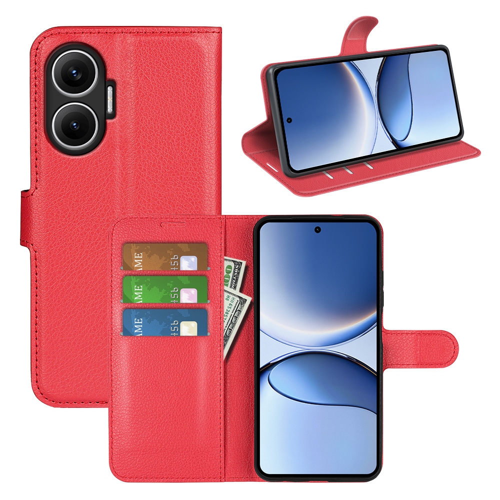 Litchi könyv tok a Xiaomi Poco F7 5G-hez - piros