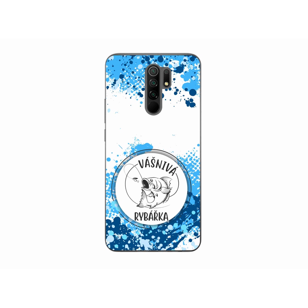 Gél borító mmCase a Xiaomi Redmi 9-hez - szenvedélyes halász fehér háttérrel