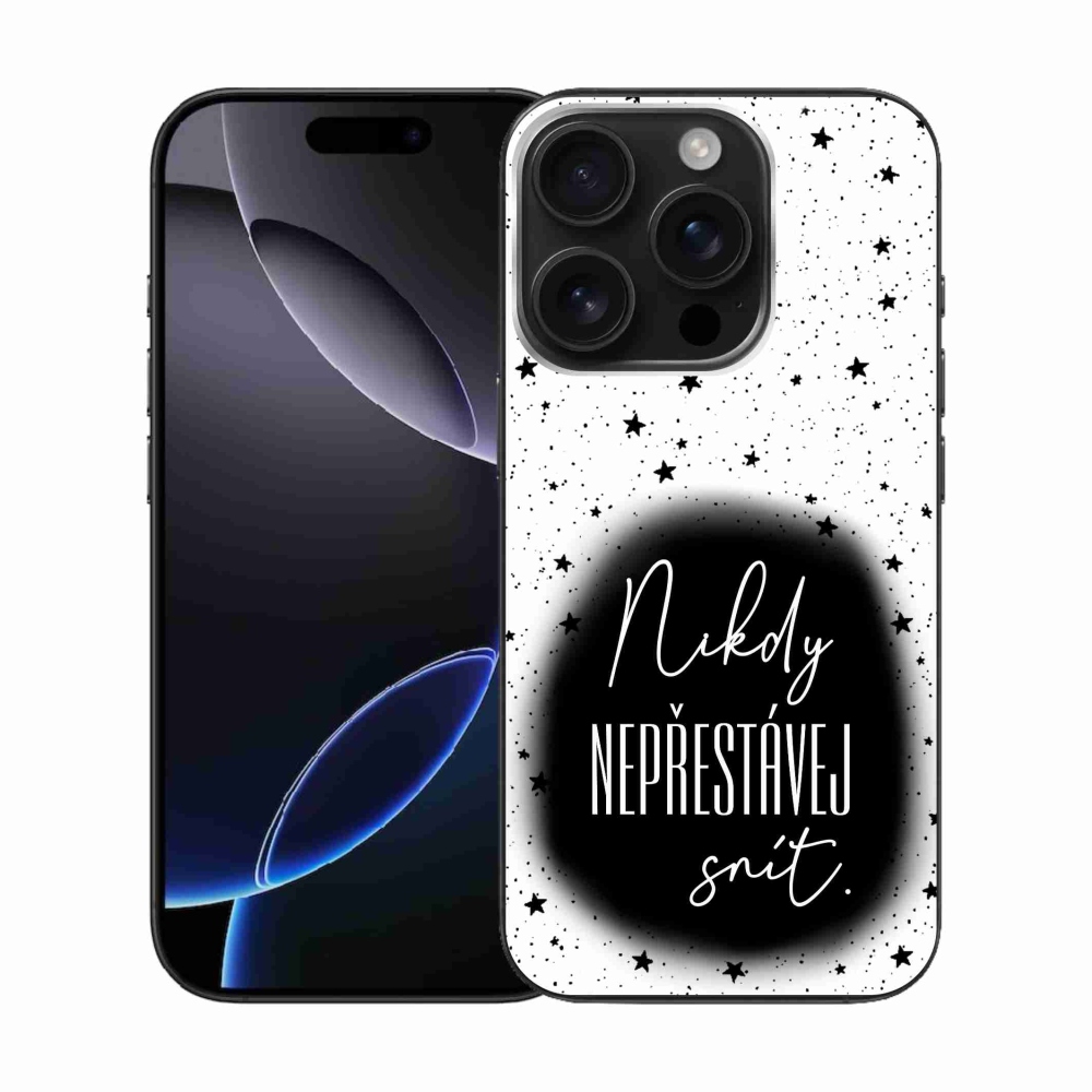 Zselés borítás mmCase iPhone 16 Pro készülékhez - idézet 1 fekete-fehér háttér