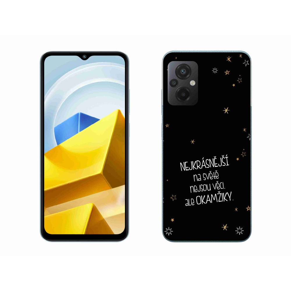 Gél borítás mmCase a Xiaomi Poco M5 4G - idézet 4 fekete háttérrel