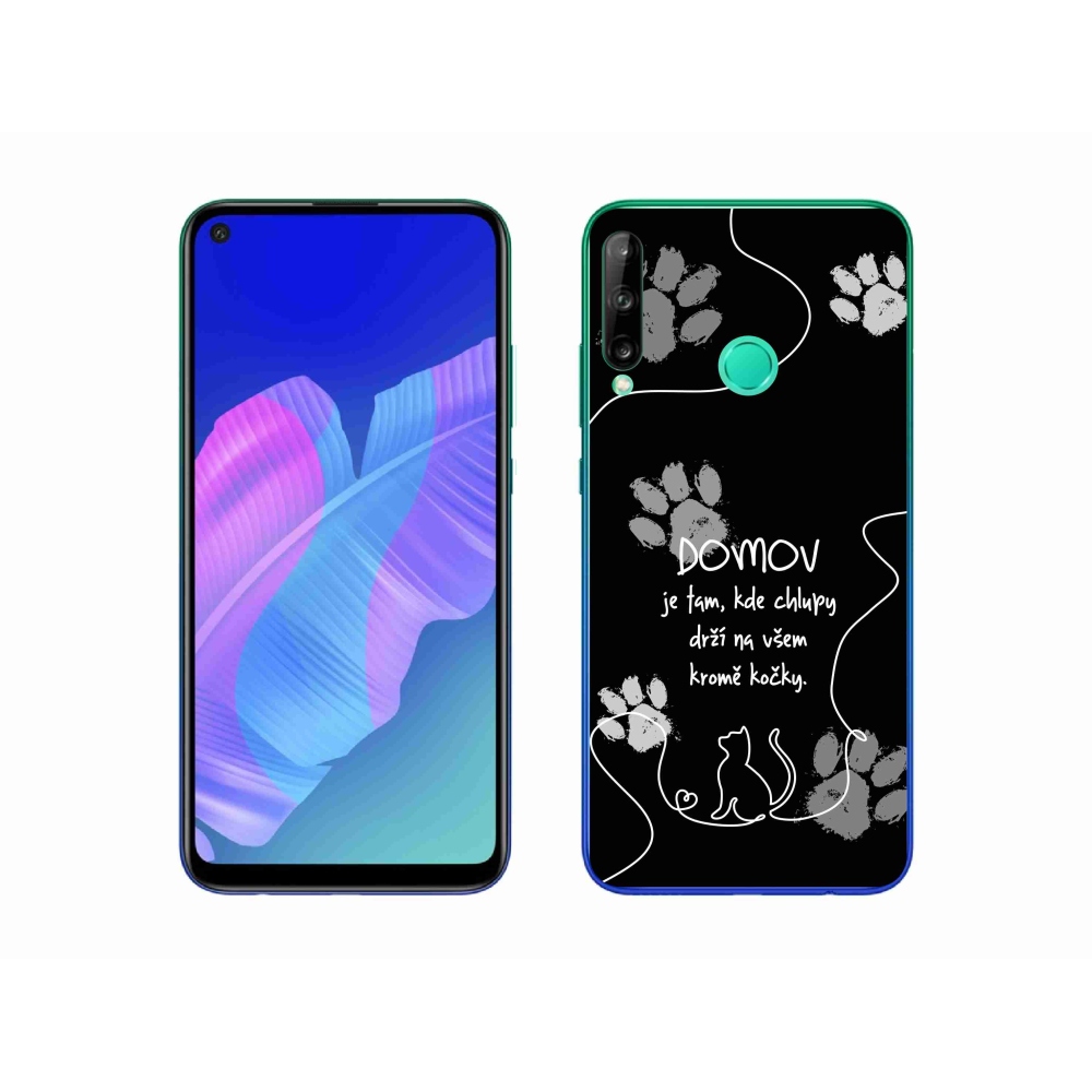 Gél borító mmCase a Huawei P40 Lite E készülékhez - macska motívum fekete háttérrel