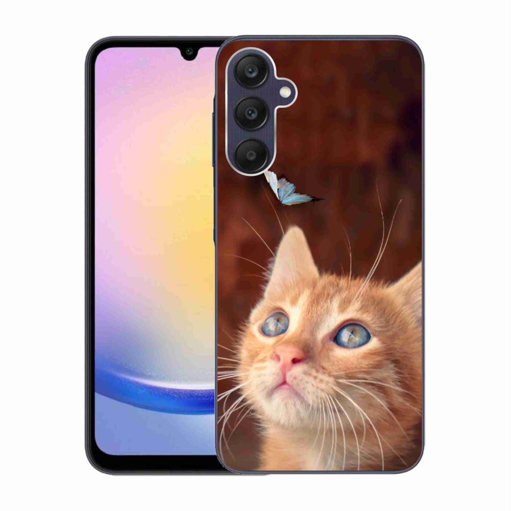 Gél borító mmCase Samsung Galaxy A25 5G - pillangó és cica - Samsung Galaxy A25 5G számára
