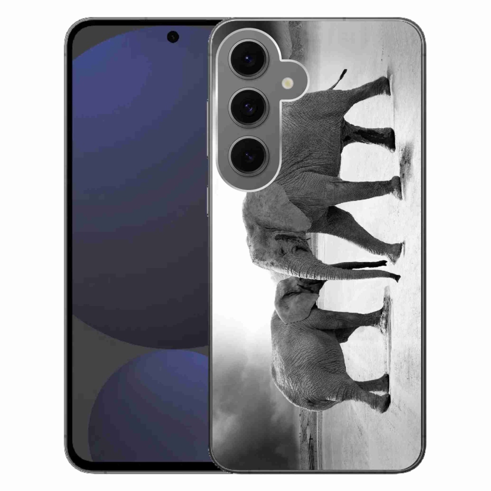 Zselés borítás mmCase Samsung Galaxy S24 FE készülékhez - fekete-fehér elefántok