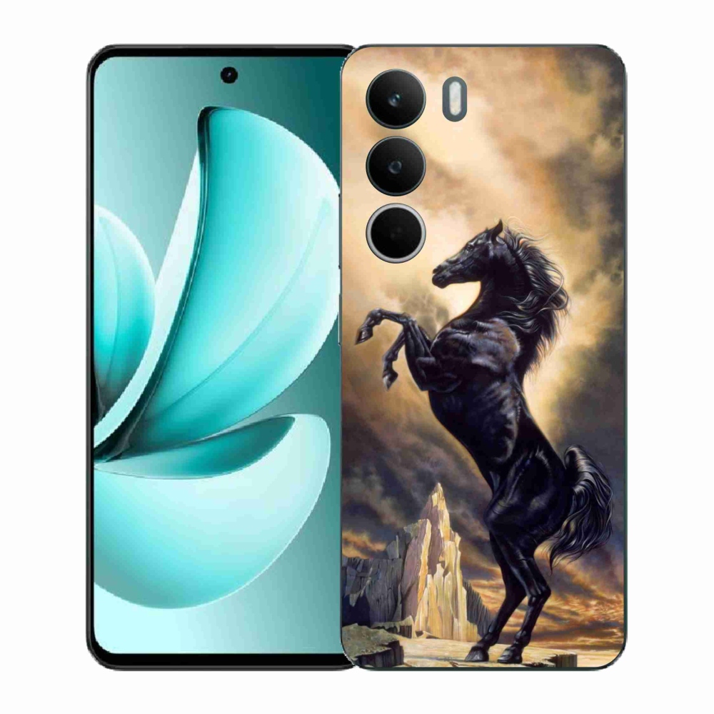 Gél borító mmCase a Realme C71 készülékhez - fekete rajzfilm ló