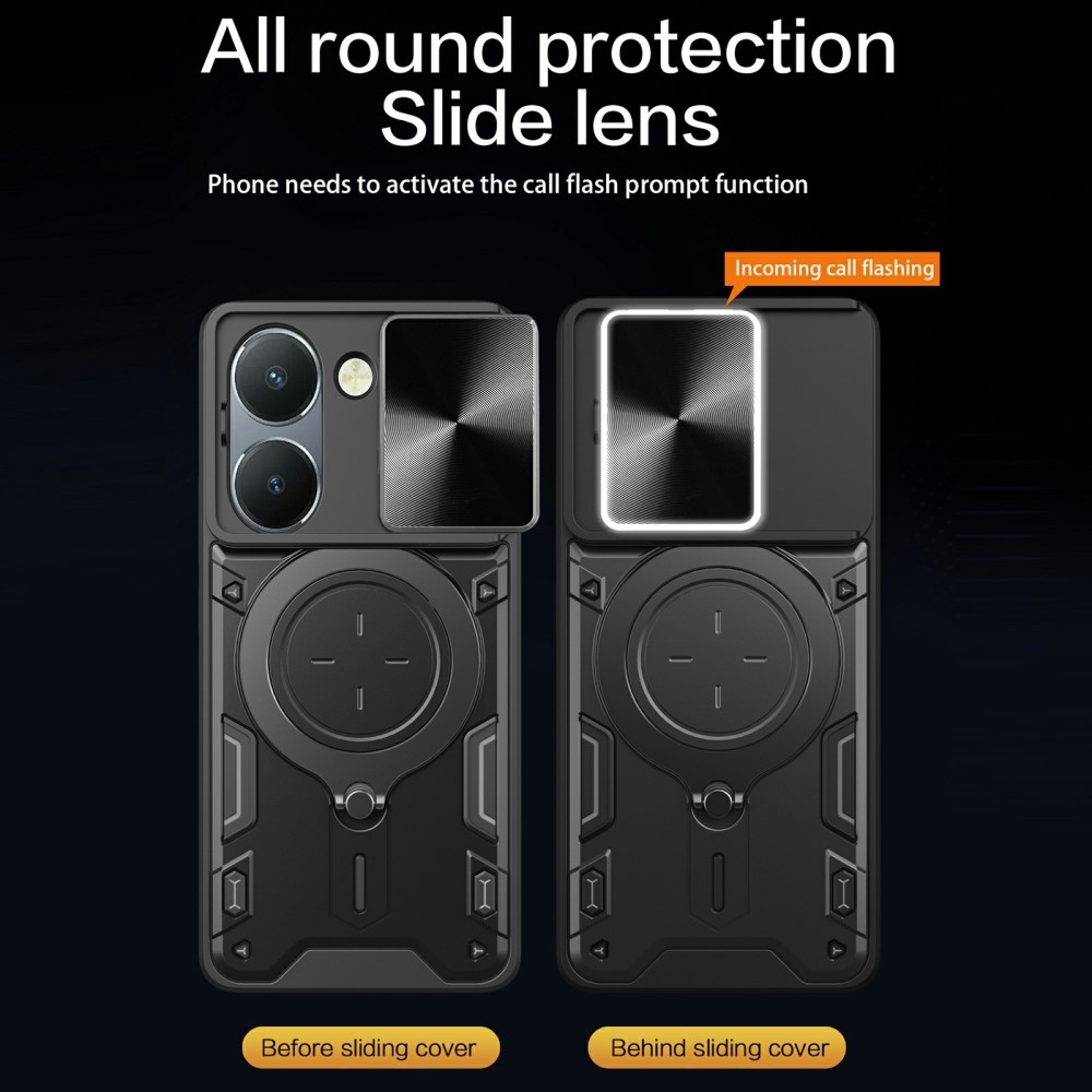 Forgatható, tartós borítás a Vivo Y36-hoz - fekete