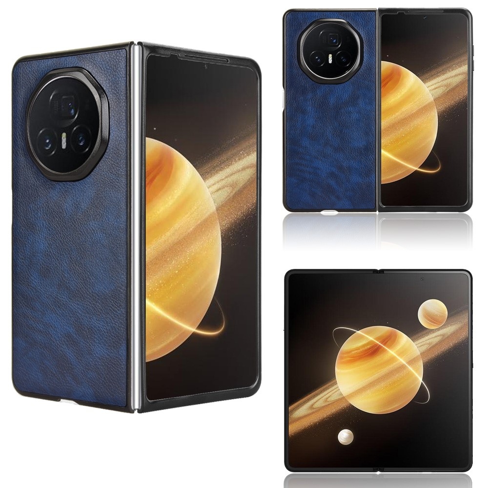 Textúrás műanyag tok műbőrrel Honor Magic V3-hoz - kék