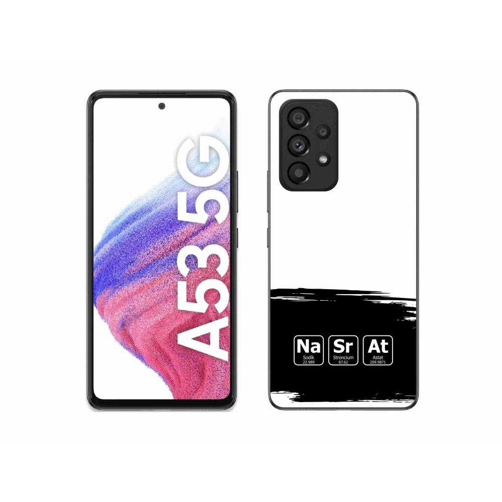 Gél borító mmCase Samsung Galaxy A53 5G - kémiai elemek fekete és fehér háttérrel