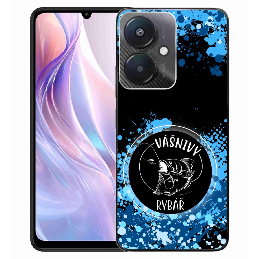 Gél borító mmCase a Xiaomi Redmi 13C 5G számára - szenvedélyes halász fekete háttérrel