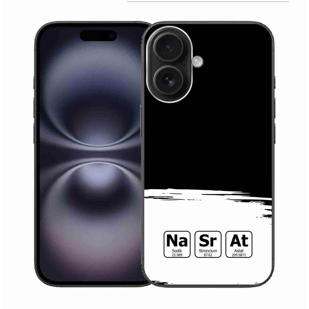 Gél borítás mmCase iPhone 16 készülékhez - kémiai elemek fehér és fekete háttérrel