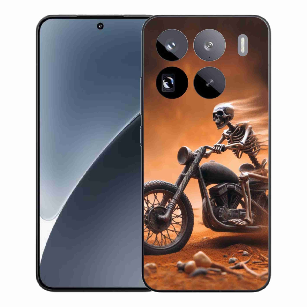 Gél borítás mmCase a Xiaomi 15 Pro számára - csontváz egy motorkerékpáron