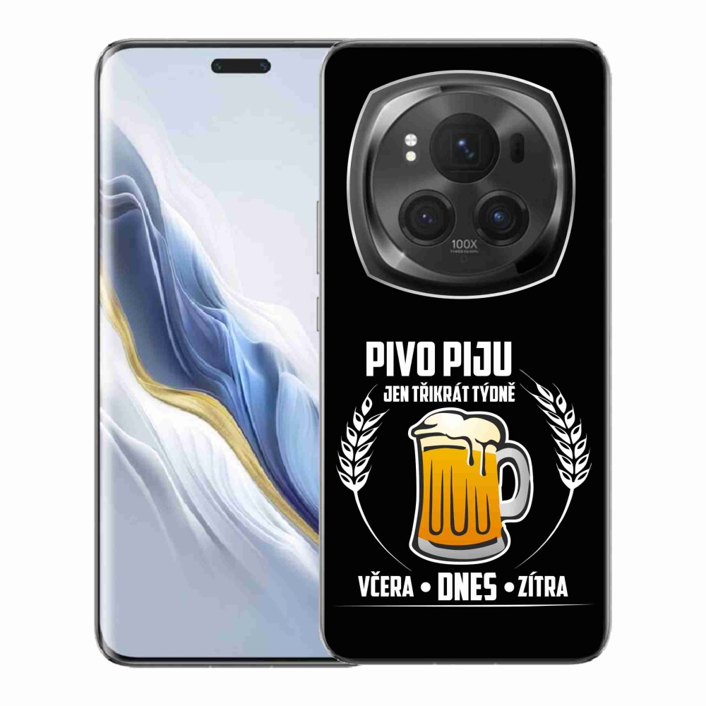 Gél borítás mmCase a Honor Magic 6 Pro 5G készülékhez - sör motívum fekete háttérrel