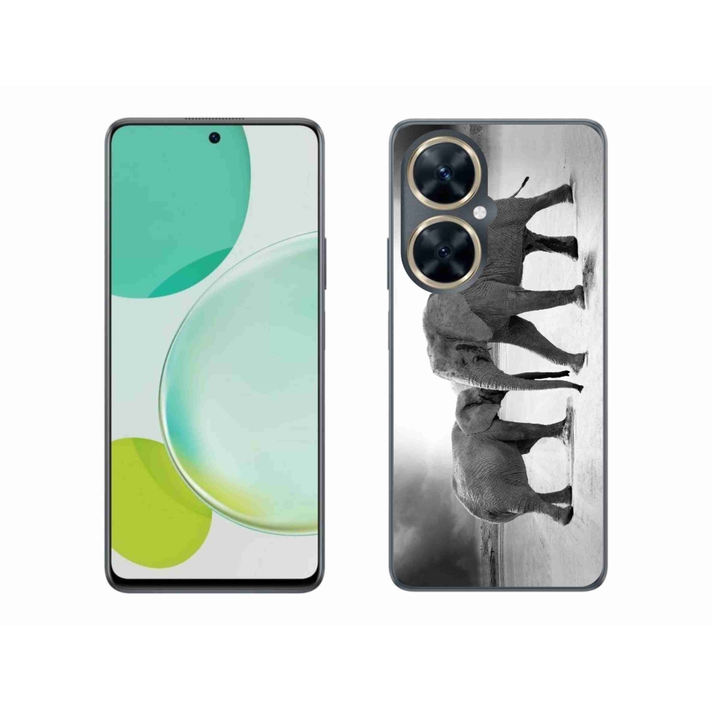 Gél borító mmCase a Huawei Nova 11i készülékre - fekete és fehér elefántok