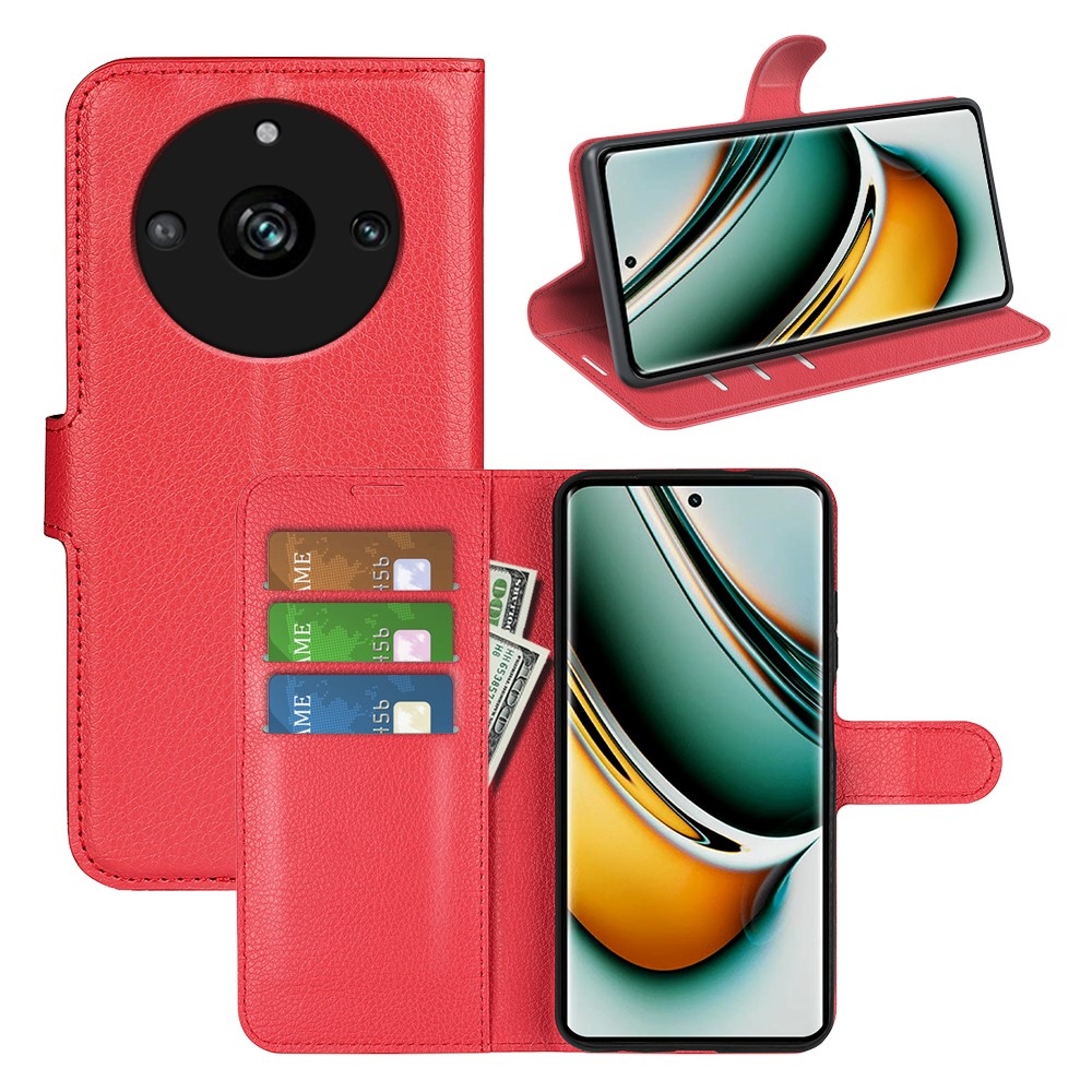 Litchi könyvtáska a Realme 11 Pro 5G/11 Pro+ 5G modellhez - piros