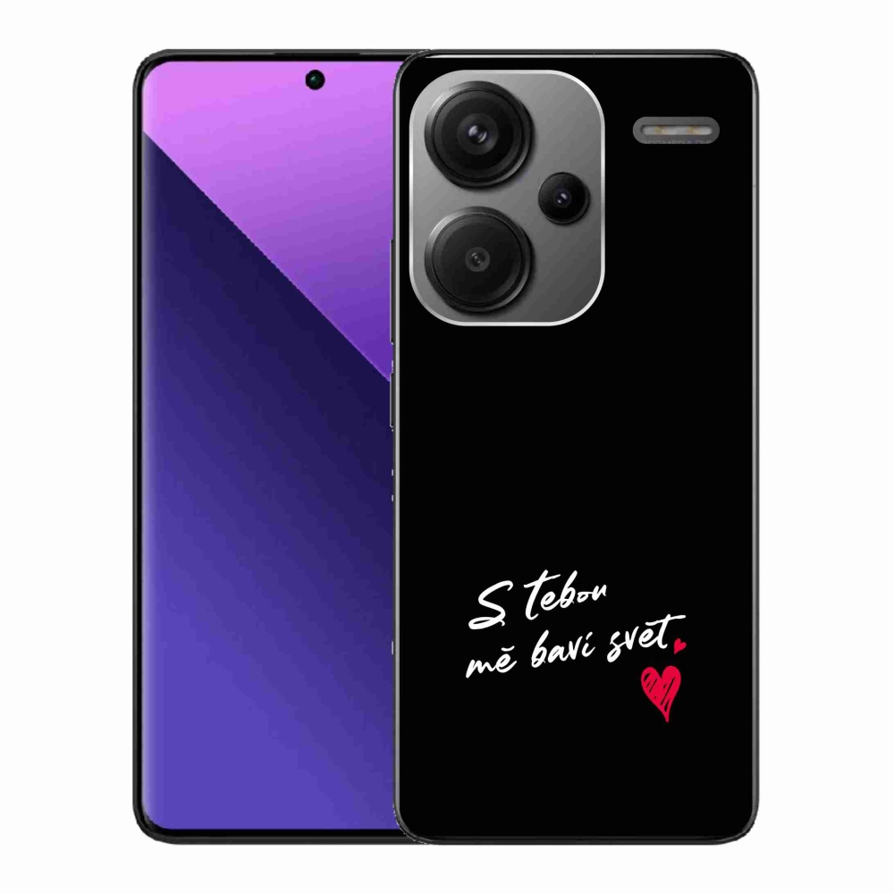 Gél borító mmCase a Xiaomi Redmi Note 13 Pro+ 5G - szerelem szöveg 1 fekete háttérrel