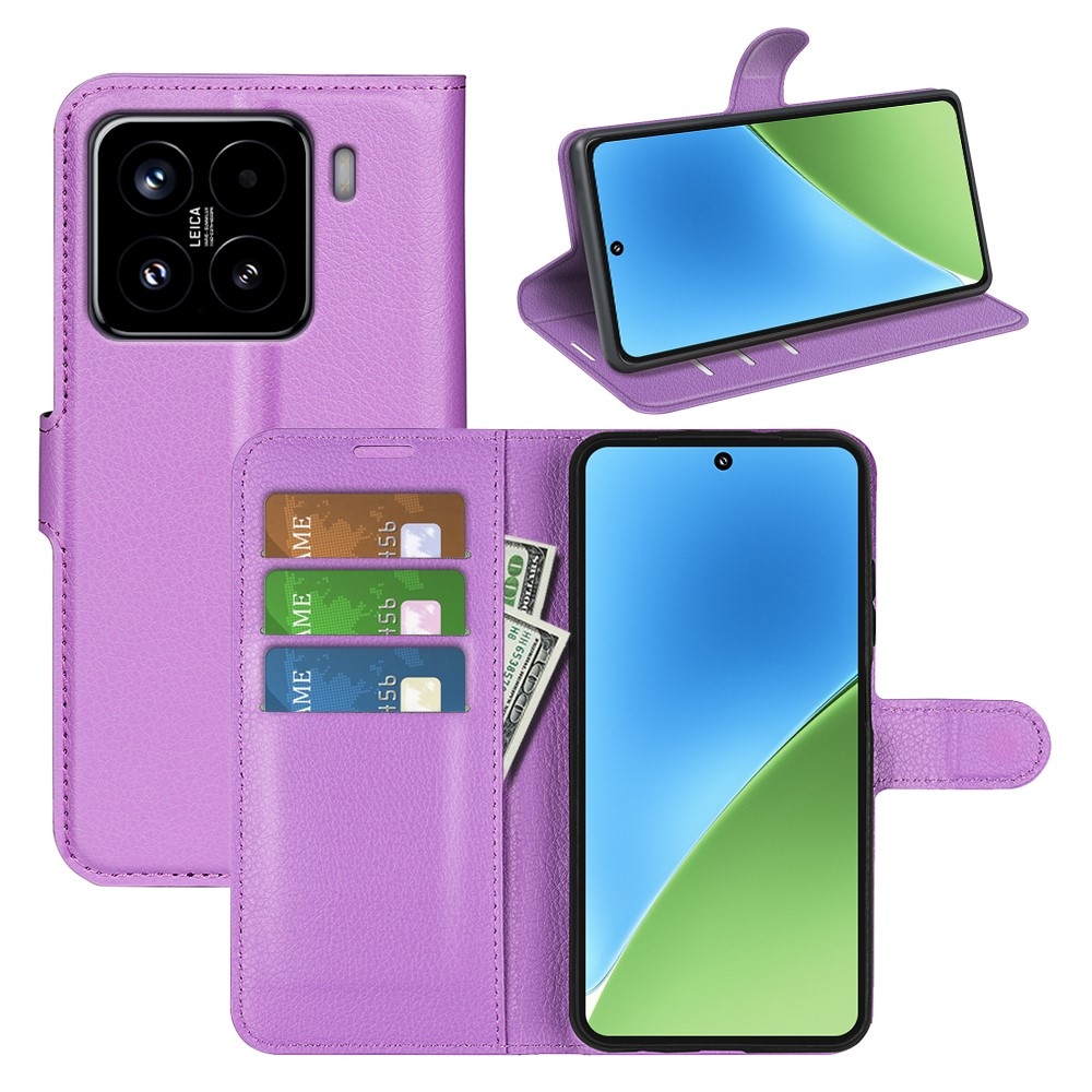 Litchi könyv tok a Xiaomi 15-öshöz - lila