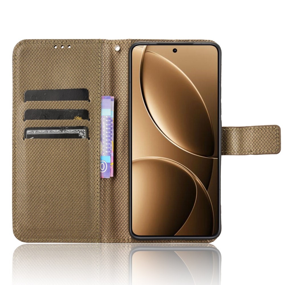 Gyémánt könyv tok a Xiaomi Poco F7 Pro 5G/Poco F7 Ultra 5G készülékhez - barna