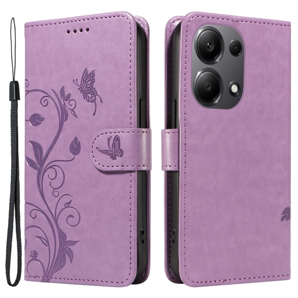 Virágok könyv tok Xiaomi Redmi Note 13 Pro 4G/Poco M6 Pro - lila