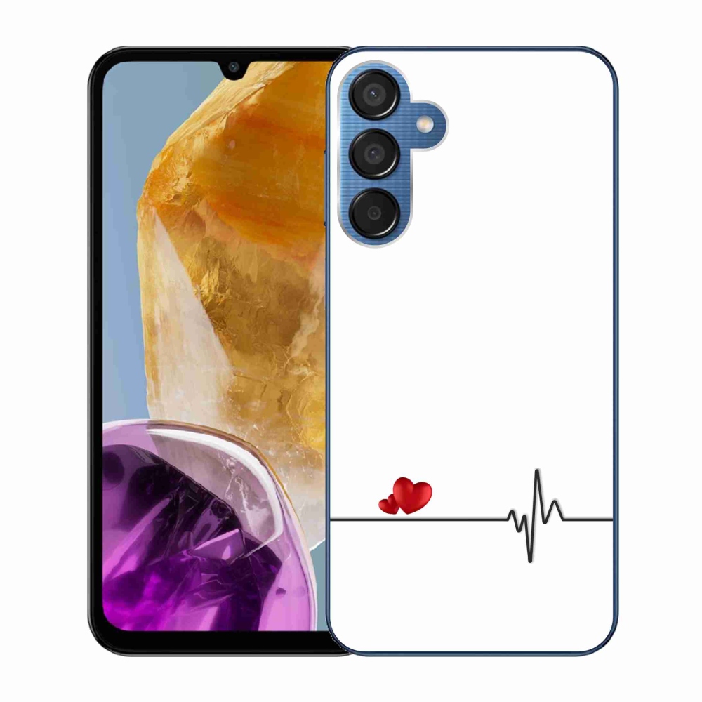 Gél borító mmCase Samsung Galaxy M15 5G - szív és szívverés fehér háttérrel