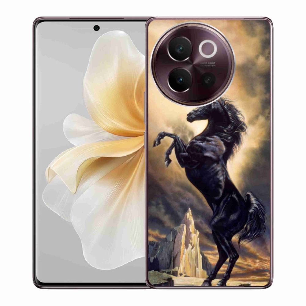 Gél borítás mmCase a Vivo V40 Lite 5G készülékhez - fekete rajzfilm ló