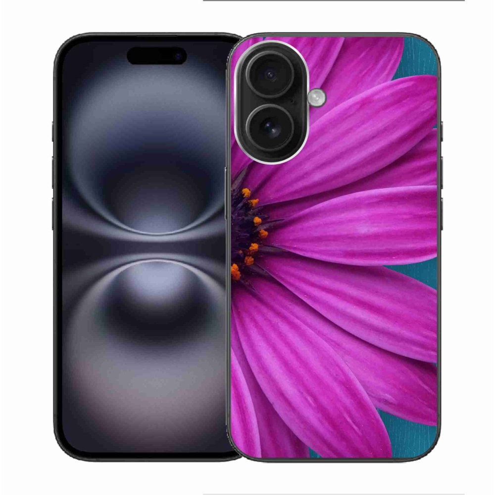 Gél tok mmCase iPhone 16 készülékhez - lila margaréta